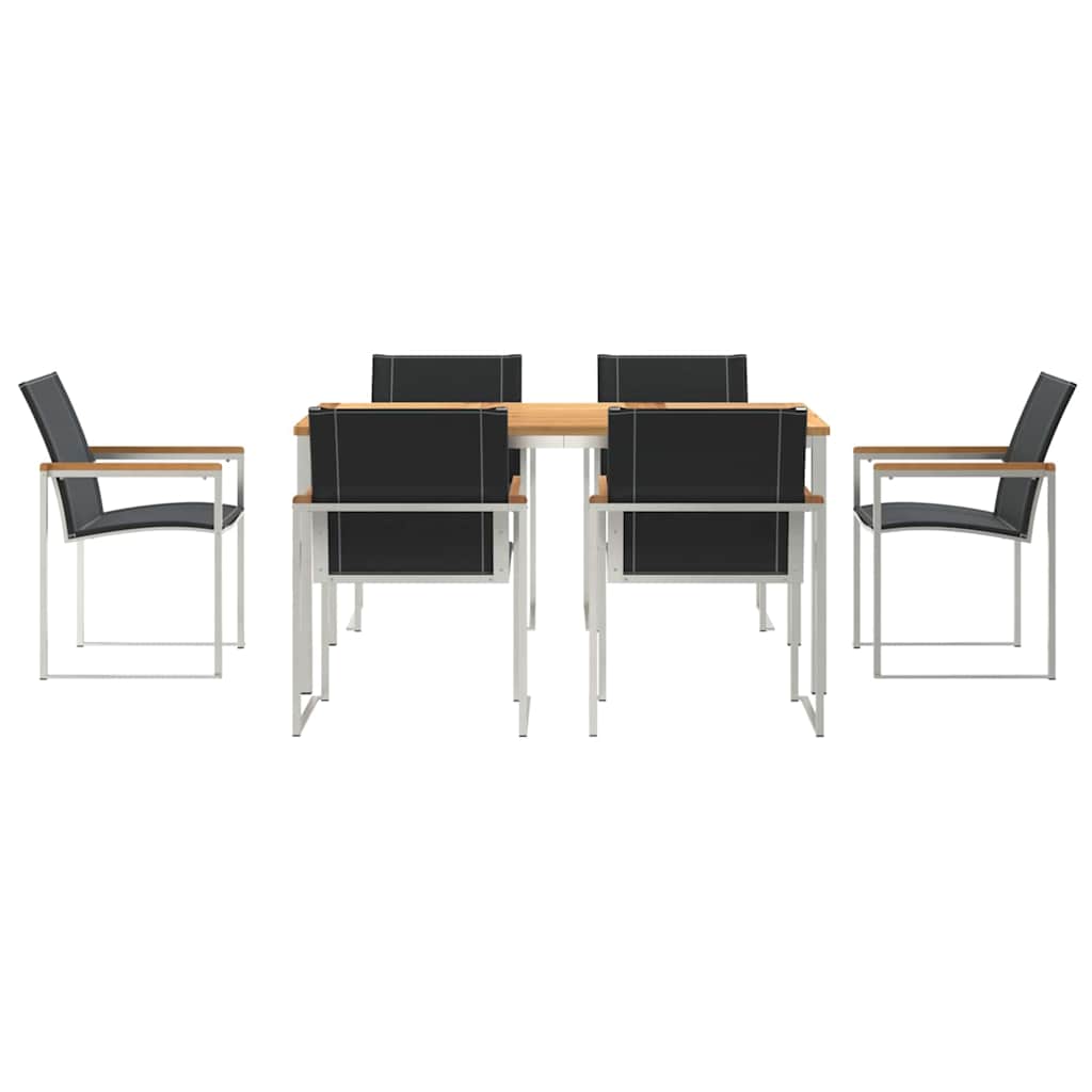 Garden Dining Set 7 pcs Solid Acacia Wood and Stainless Steel