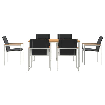 Garden Dining Set 7 pcs Solid Acacia Wood and Stainless Steel