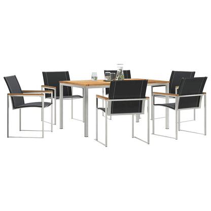 Garden Dining Set 7 pcs Solid Acacia Wood and Stainless Steel