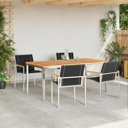 Garden Dining Set 5 pcs Solid Acacia Wood and Stainless Steel