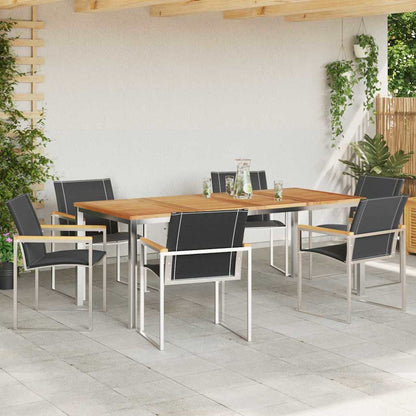 Garden Dining Set 7 pcs Solid Acacia Wood and Stainless Steel