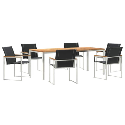 Garden Dining Set 7 pcs Solid Acacia Wood and Stainless Steel