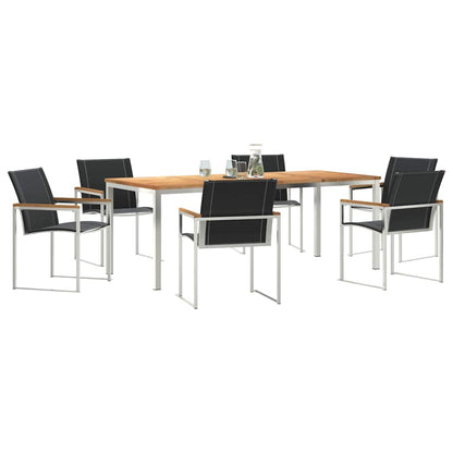 Garden Dining Set 7 pcs Solid Acacia Wood and Stainless Steel