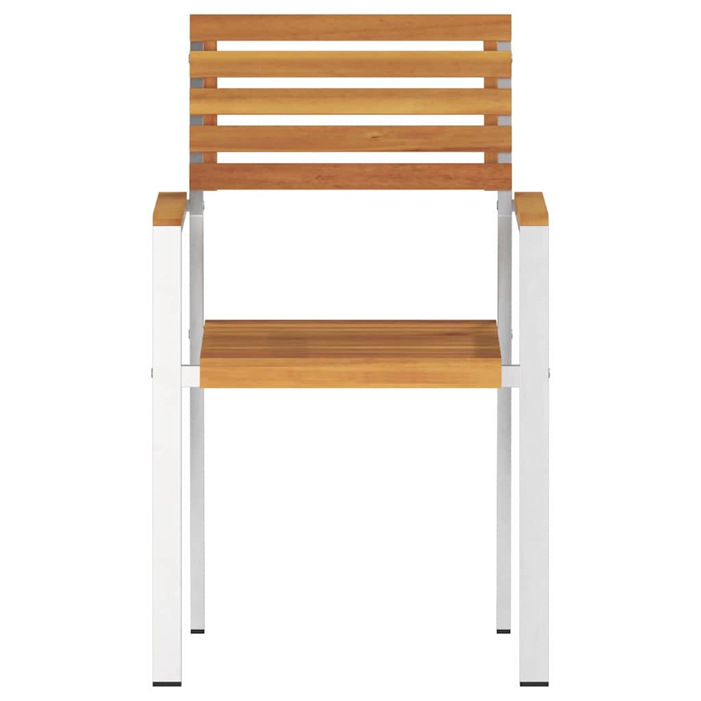 Garden Chair 8 pcs Solid Acacia Wood and Stainless Steel