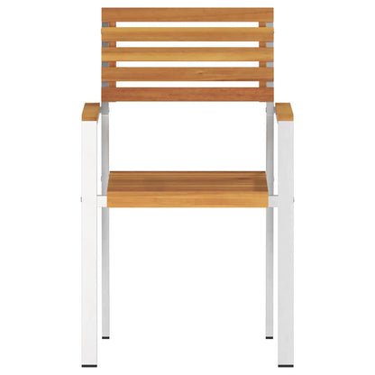 Garden Chair 8 pcs Solid Acacia Wood and Stainless Steel