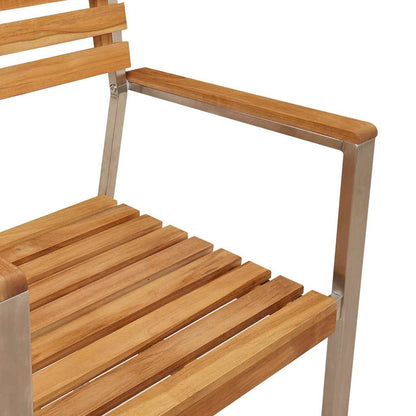 Garden Chair 6 pcs Solid Teak Wood and Stainless Steel