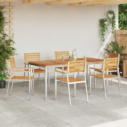 Garden Chair 6 pcs Solid Teak Wood and Stainless Steel