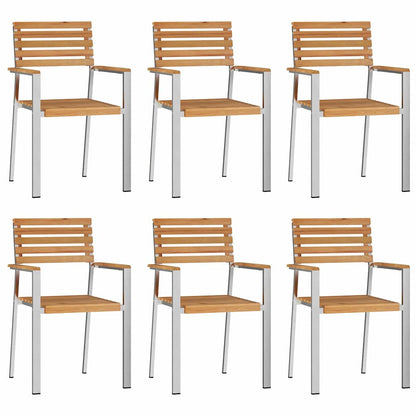 Garden Chair 6 pcs Solid Teak Wood and Stainless Steel