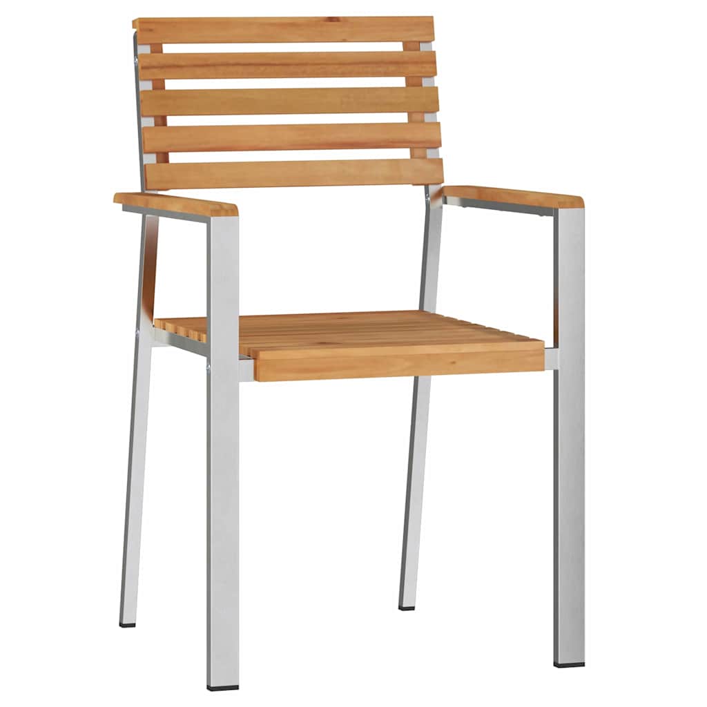 Garden Chair 6 pcs Solid Teak Wood and Stainless Steel