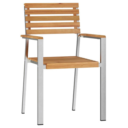 Garden Chair 8 pcs Solid Teak Wood and Stainless Steel