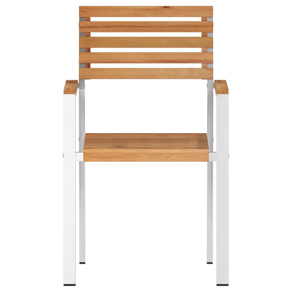 Garden Chair 8 pcs Solid Teak Wood and Stainless Steel