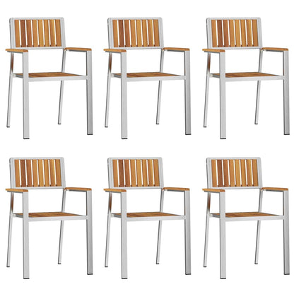 Garden Chair 6 pcs Solid Acacia Wood and Stainless Steel