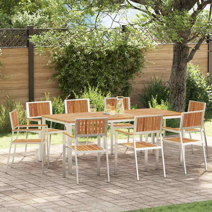 Garden Chair 8 pcs Solid Acacia Wood and Stainless Steel