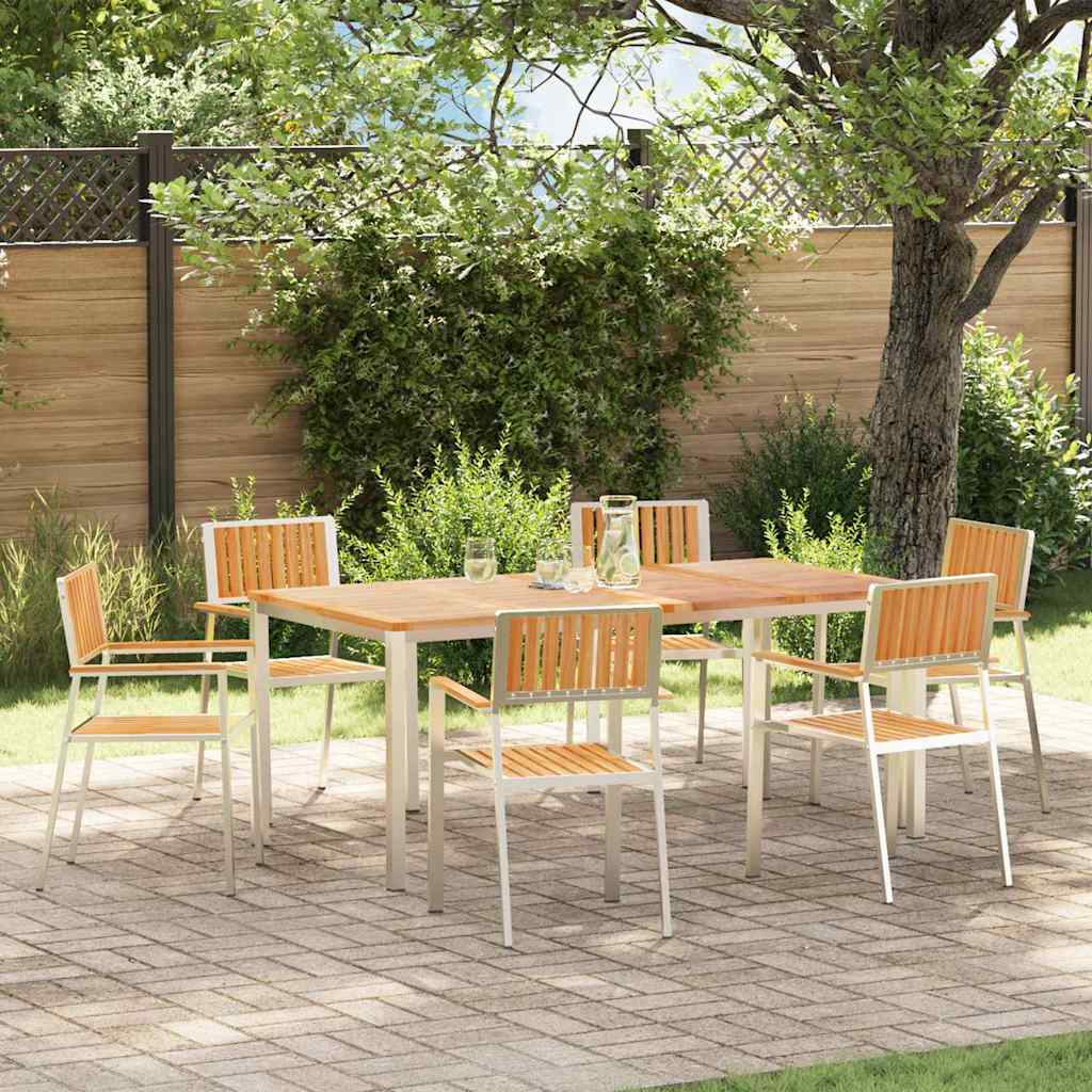 Garden Chair 6 pcs Solid Teak Wood and Stainless Steel