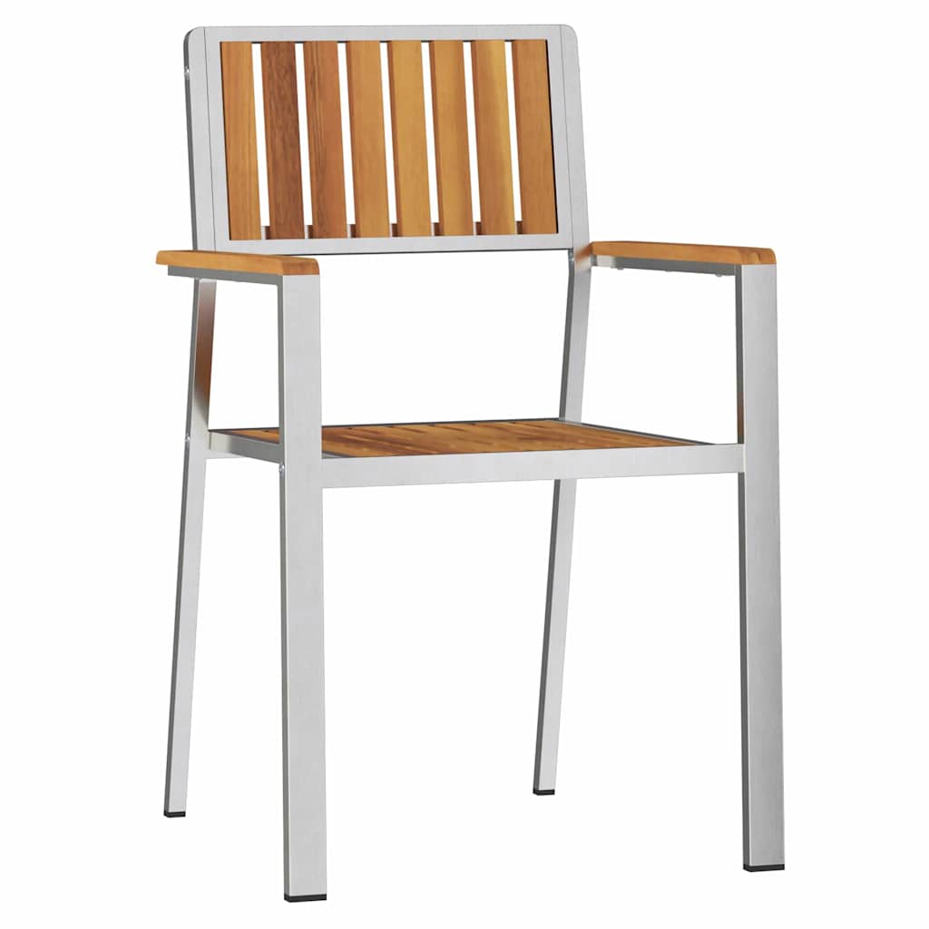 Garden Chair 6 pcs Solid Teak Wood and Stainless Steel