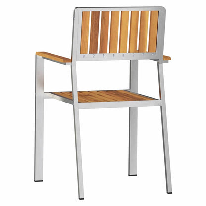 Garden Chair 6 pcs Solid Teak Wood and Stainless Steel