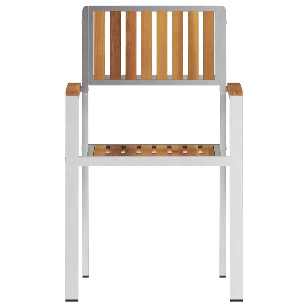 Garden Chair 6 pcs Solid Teak Wood and Stainless Steel