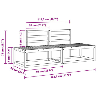 Outdoor Sofa Set 2 pcs Natural 182.5 x 63 x 73 cm