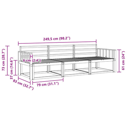 Outdoor Sofa Set 3 pcs Natural Solid Acacia Wood