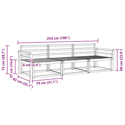 Outdoor Sofa Set 3 pcs Natural Solid Acacia Wood