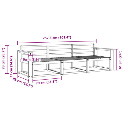 Outdoor Sofa Set 3 pcs Natural Solid Acacia Wood