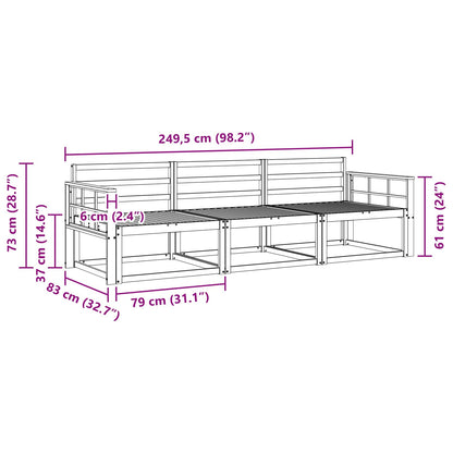 Outdoor Sofa Set 3 pcs Natural Solid Acacia Wood