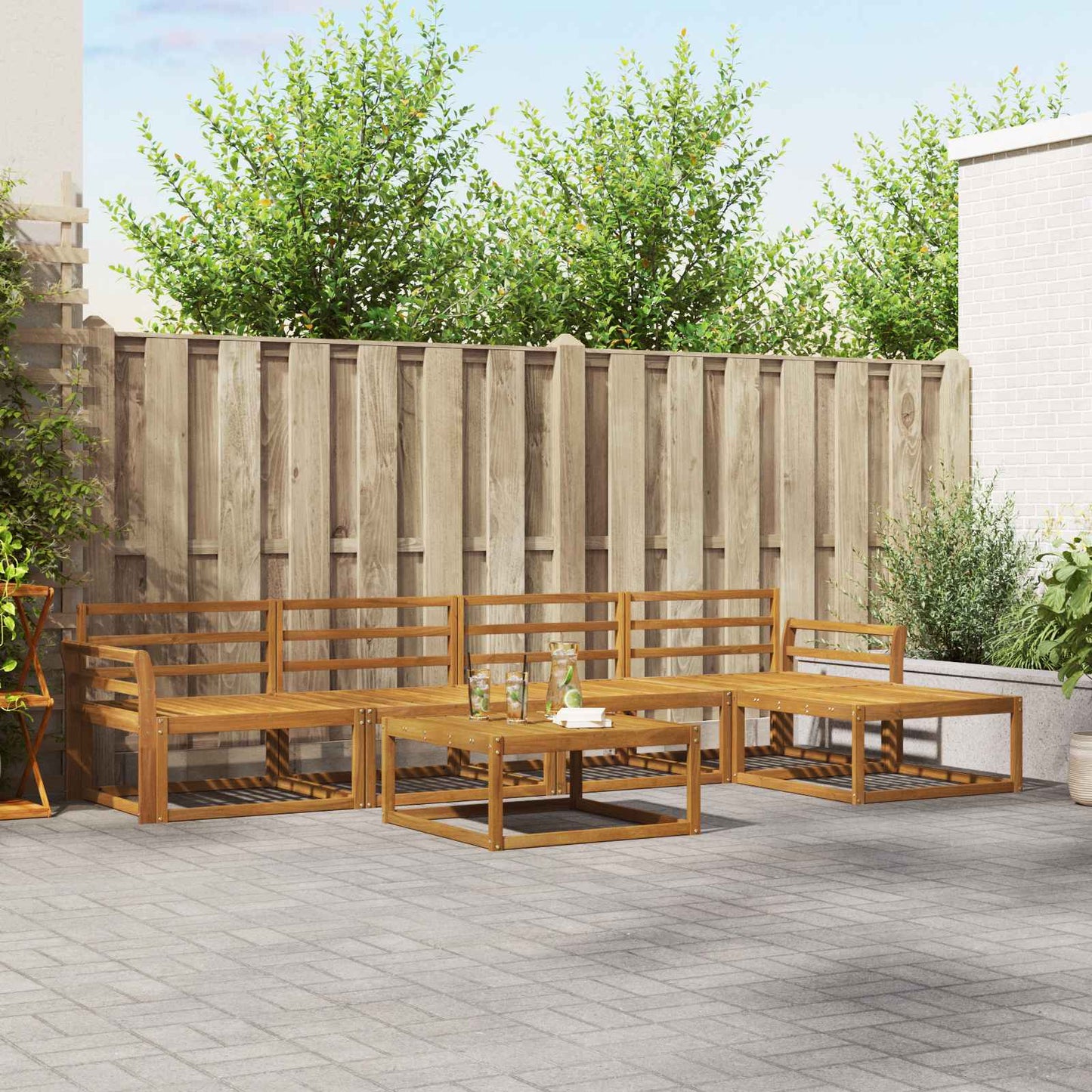 Outdoor Sofa Set 6 pcs Natural Solid Acacia Wood