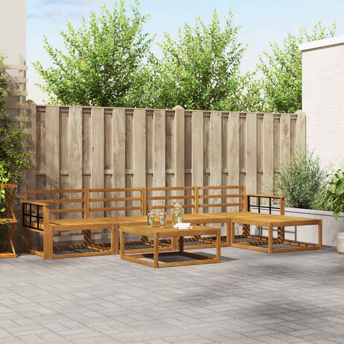 Outdoor Sofa Set 6 pcs Natural Solid Acacia Wood