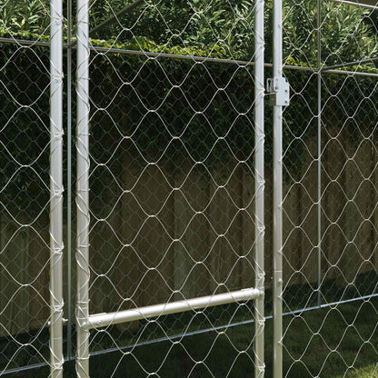 Dog Cage with Roof Silver 600 x 200 x 256 cm Steel and PE