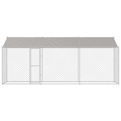 Dog Cage with Roof Silver 600 x 200 x 256 cm Steel and PE