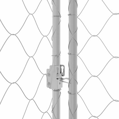 Dog Cage with Roof Silver 600 x 200 x 256 cm Steel and PE