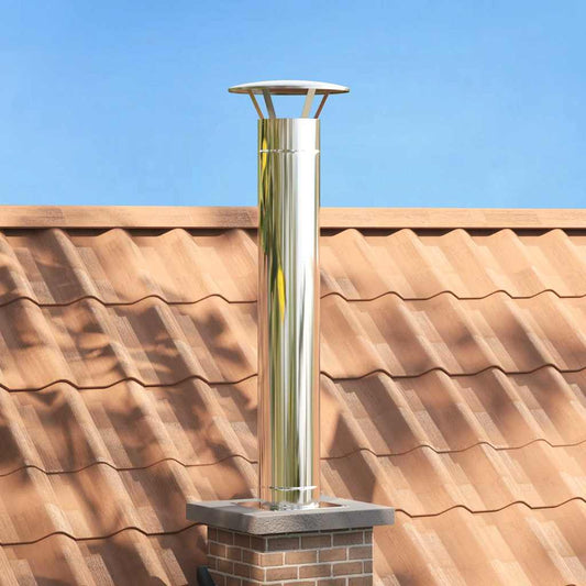 Chimney Extension Silver 35 x 35 x 132 cm Stainless steel