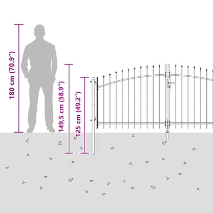 Double Gate with Lock Woerden Grey 299.5 x 149.5 cm Steel