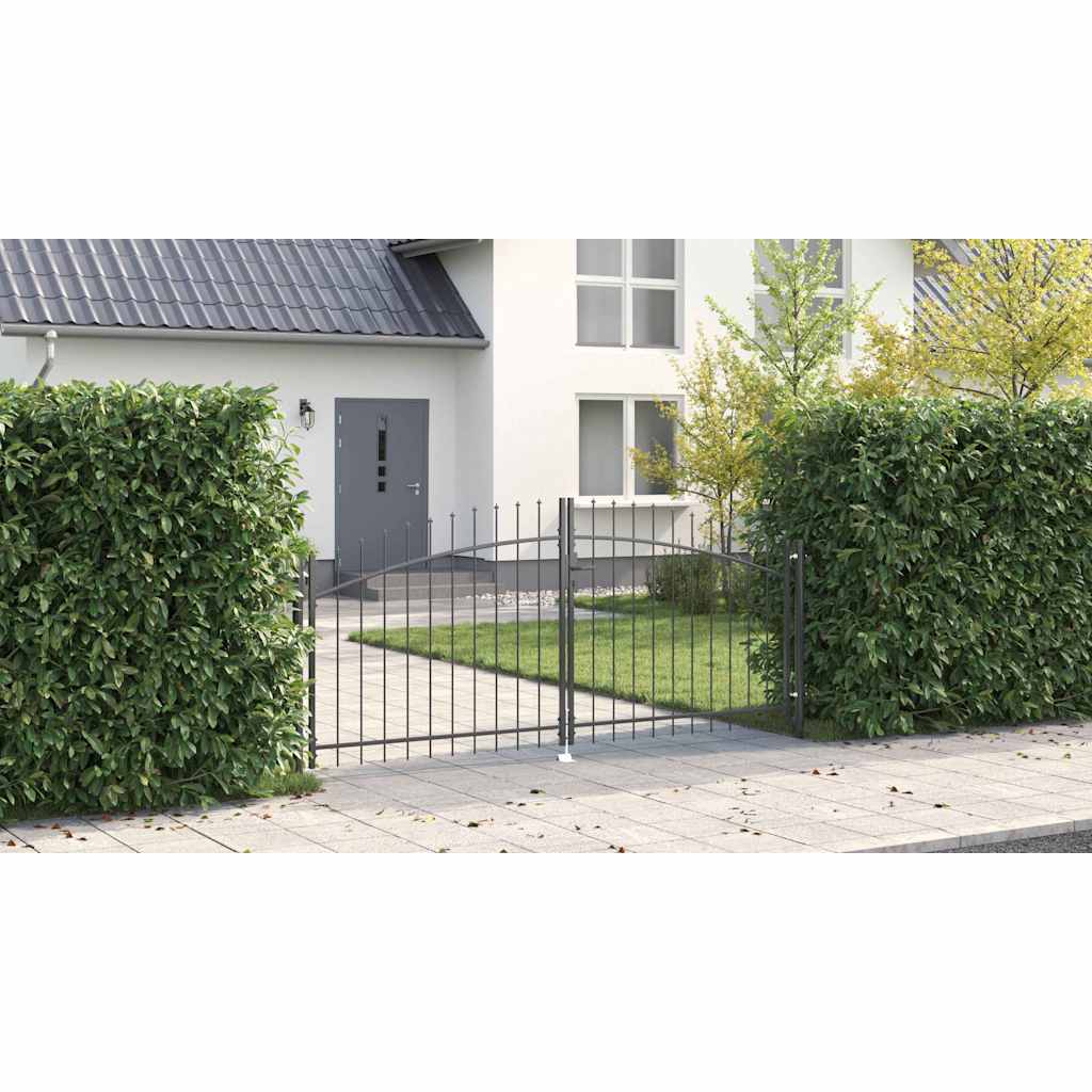 Double Gate with Lock Woerden Grey 299.5 x 174.5 cm Steel