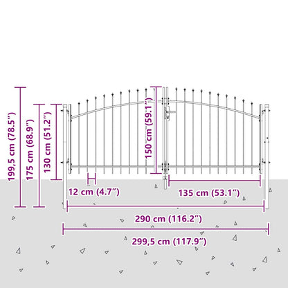 Double Gate with Lock Woerden Grey 299.5 x 199.5 cm Steel