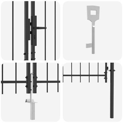 Double Gate with Lock Woerden Grey 299.5 x 224.5 cm Steel