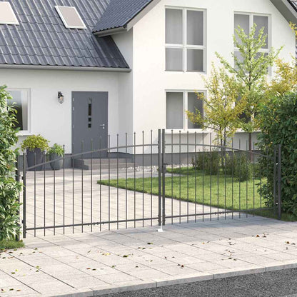 Double Gate with Lock Woerden Grey 400 x 174.5 cm Steel