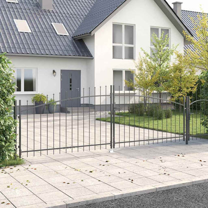 Double Gate with Lock Woerden Grey 400 x 174.5 cm Steel