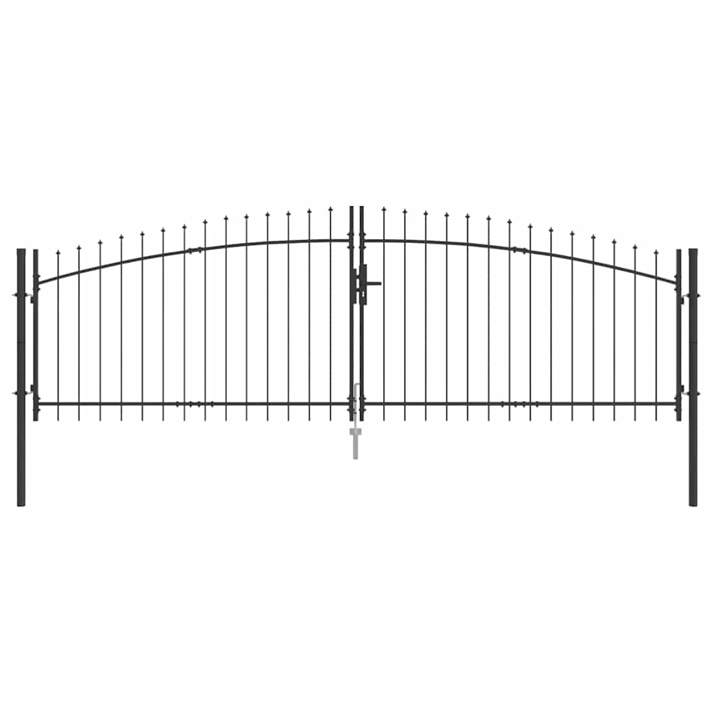 Double Gate with Lock Woerden Grey 400 x 174.5 cm Steel