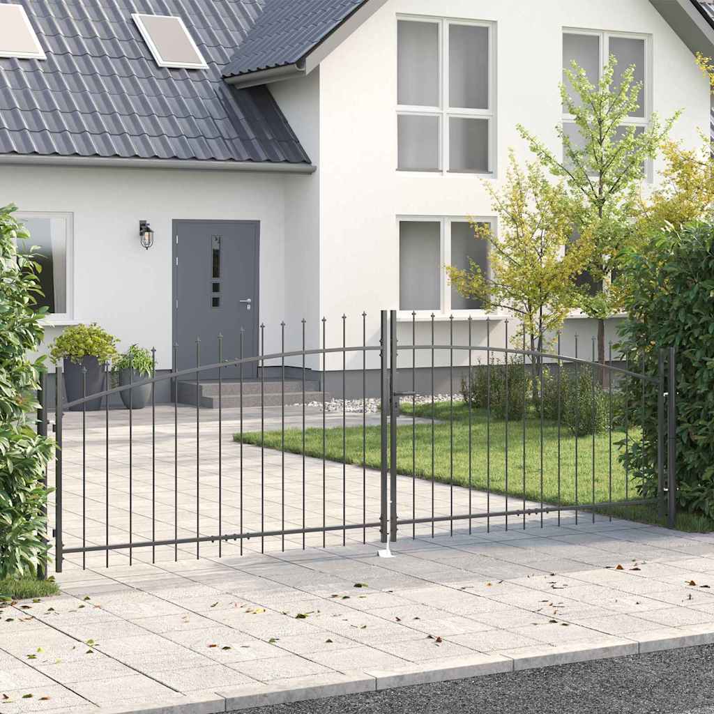 Double Gate with Lock Woerden Grey 400 x 199.5 cm Steel