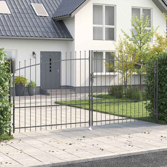 Double Gate WOERDEN 400 x 224.5 cm Steel Grey Lockable