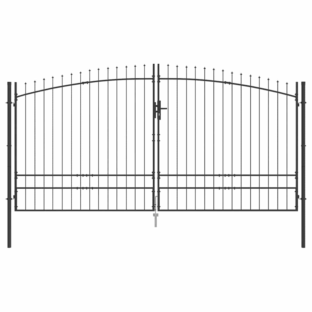 Double Gate with Lock Woerden Grey 400 x 249.5 cm Steel