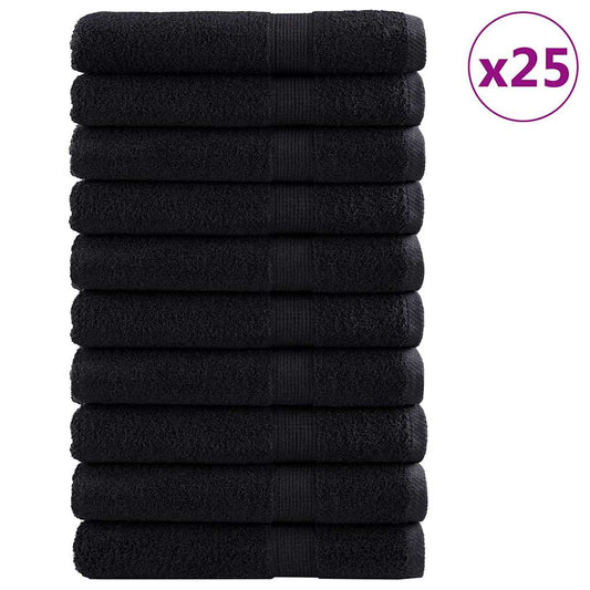 600 gsm Guest Towels SOLUND 25 pcs Black 100 x 200 cm Cotton