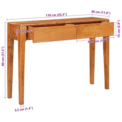 Console Table Brown 110 x 30 x 80 cm Solid Acacia Wood