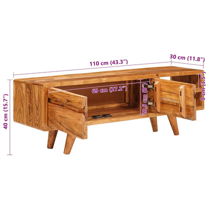 TV Cabinet with Shelf Brown 110 x 30 x 40 cm Solid Acacia Wood