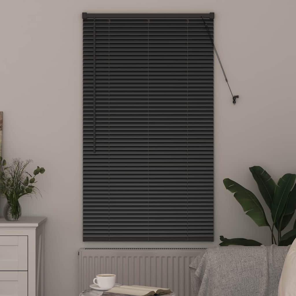 Venetian Blinds Height Adjustable Black 130 x 75 cm Aluminium