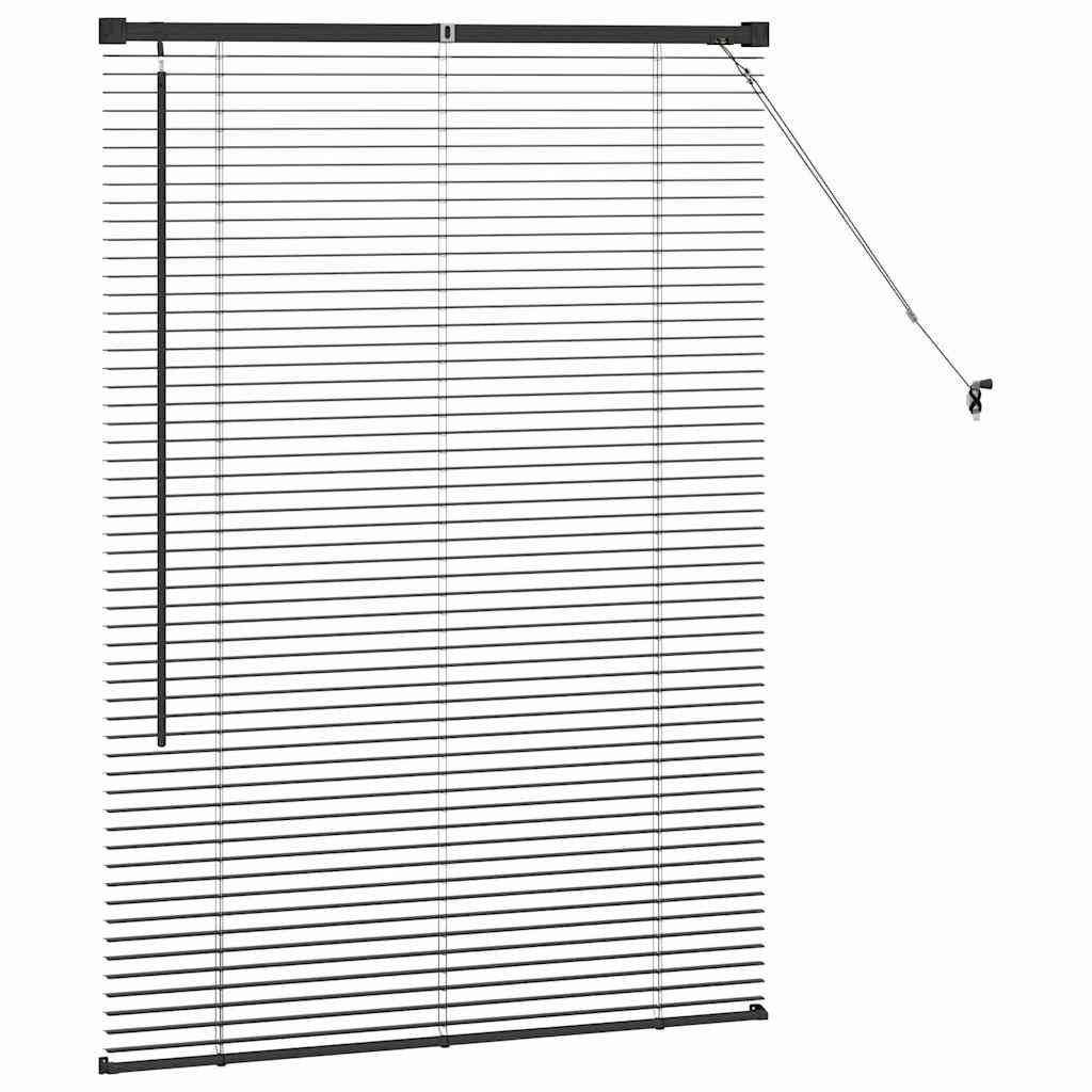 Venetian Blinds Height Adjustable Black 130 x 90 cm Aluminium