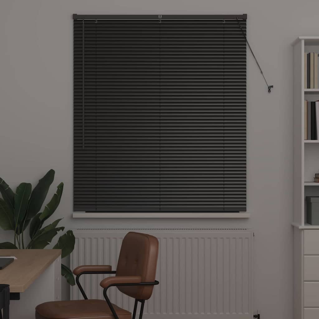 Venetian Blinds Height Adjustable Black 130 x 115 cm Aluminium