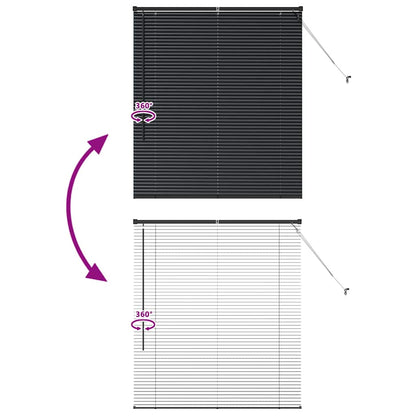 Venetian Blinds Height Adjustable Black 130 x 115 cm Aluminium