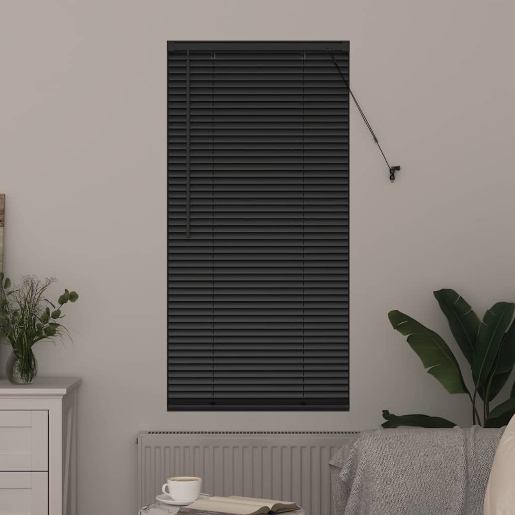 Venetian Blinds Height Adjustable Black 175 x 55 cm Aluminium